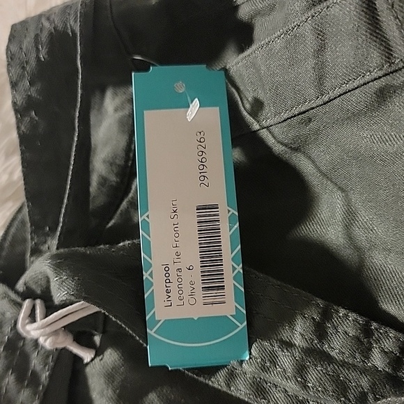 Liverpool- Tie-Front Skirt in Olive Green - Picture 2 of 6